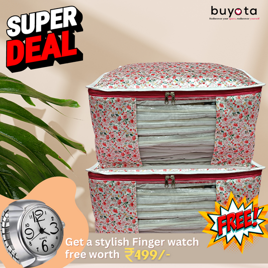 Buyota™ Printed Saree Organiser with 10 flaps(Get a Finger watch free)